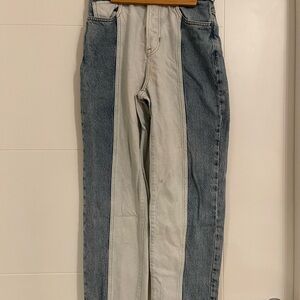 PacSun Blue and Gray High-rise Straight Leg Jeans